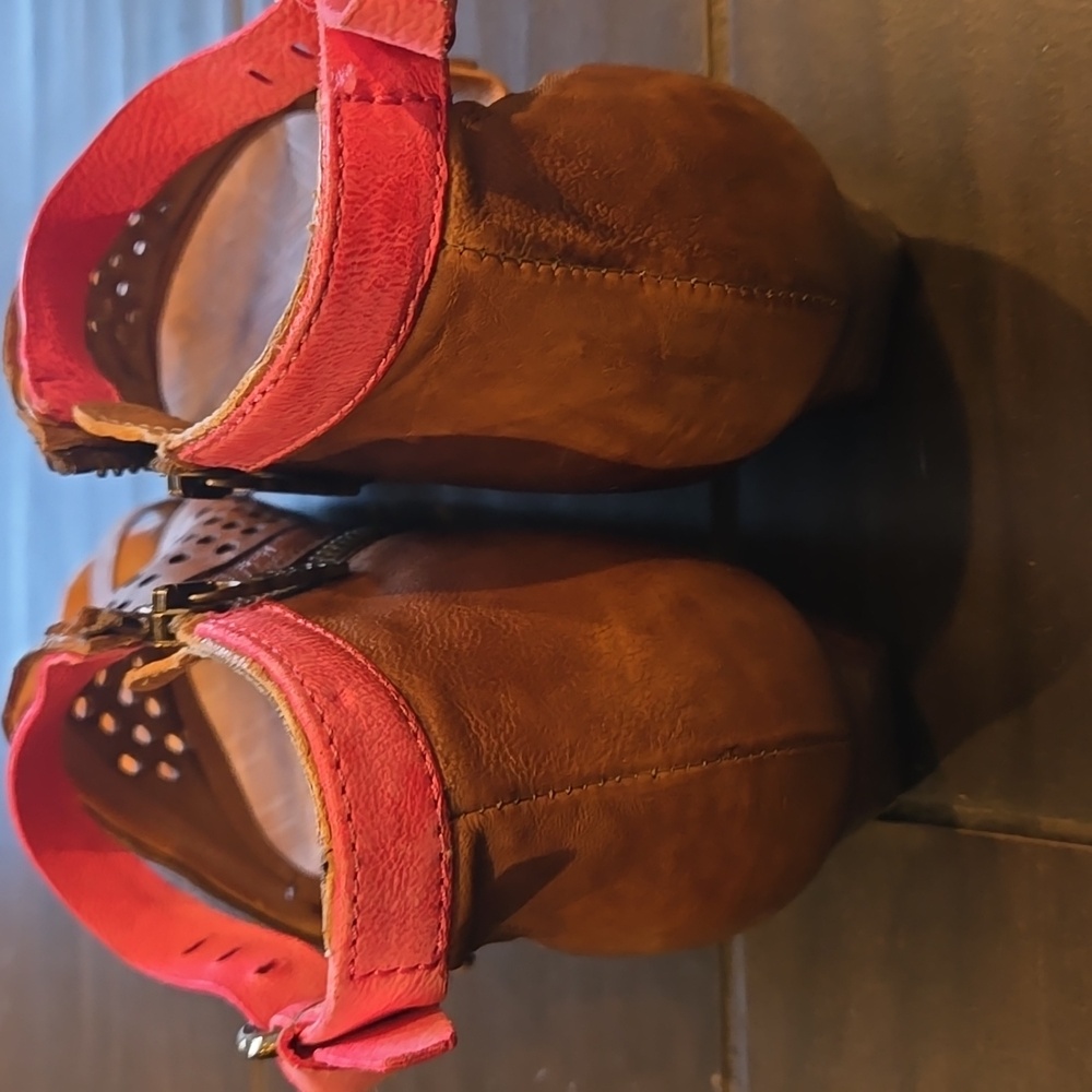 A.S. 98 RARE Leather Boho Heeled Sandals Sz 39 - Picture 5 of 10